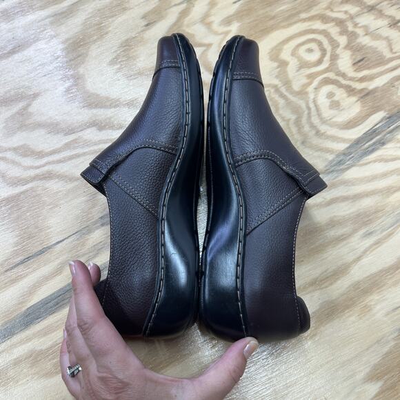 Clarks Cora Poppy Womens Loafers Brown Leather Casual Slip On Flat Shoes Size 8M - Picture 6 of 11